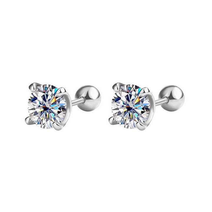 Perimade & Co. LLC - Wholesale Stud/Post Earrings - Color Moissanite Ball End Earrings in 925 Sterling Silver