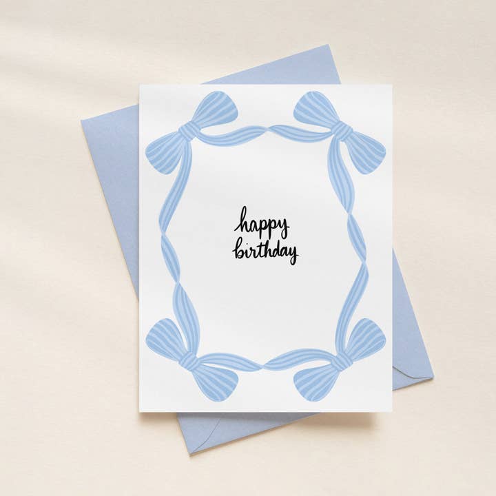 Birthday Card | Blue Bows for wholesale by Oak Shore Collective LLC