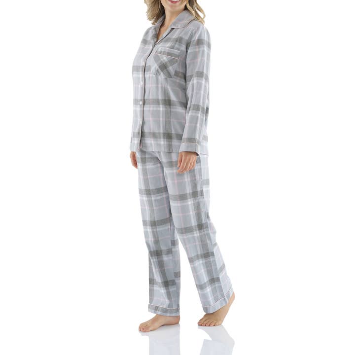 Magnolia Lounge - Wholesale Pyjamaset - Dames - Moss Check Flanel Katoenen Pyjamaset2
