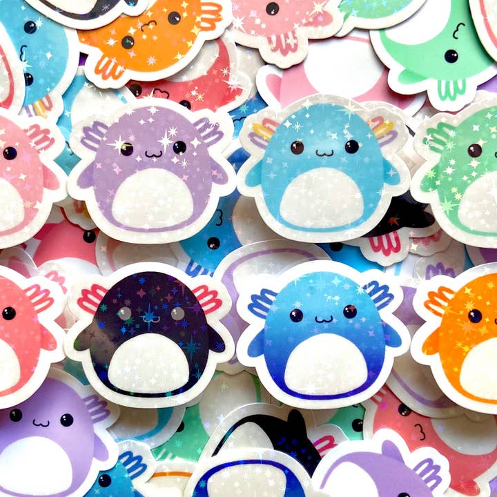 Hollandaize Art - Wholesale Sticker - Mini Axolotl Squishmallow Sparkle Stickers