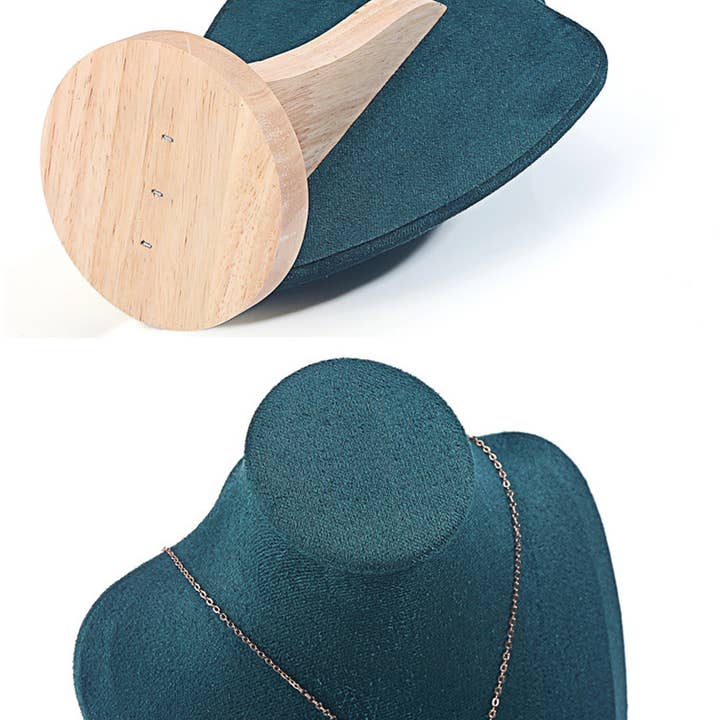 Zakka - Wholesale Jewelry Stand & Display - Velvet Green Neck Form Necklace Jewelry Display 3 Sizes 6