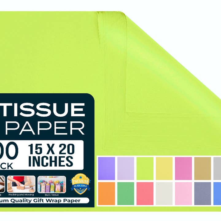 Lime Gift Tissue Paper 15"x20" Pack of 5 - 500 Sheets for wholesale by Purple Papers