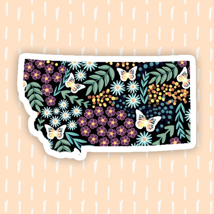 Montana Floral State Sticker for wholesale by Eve's Art Shop