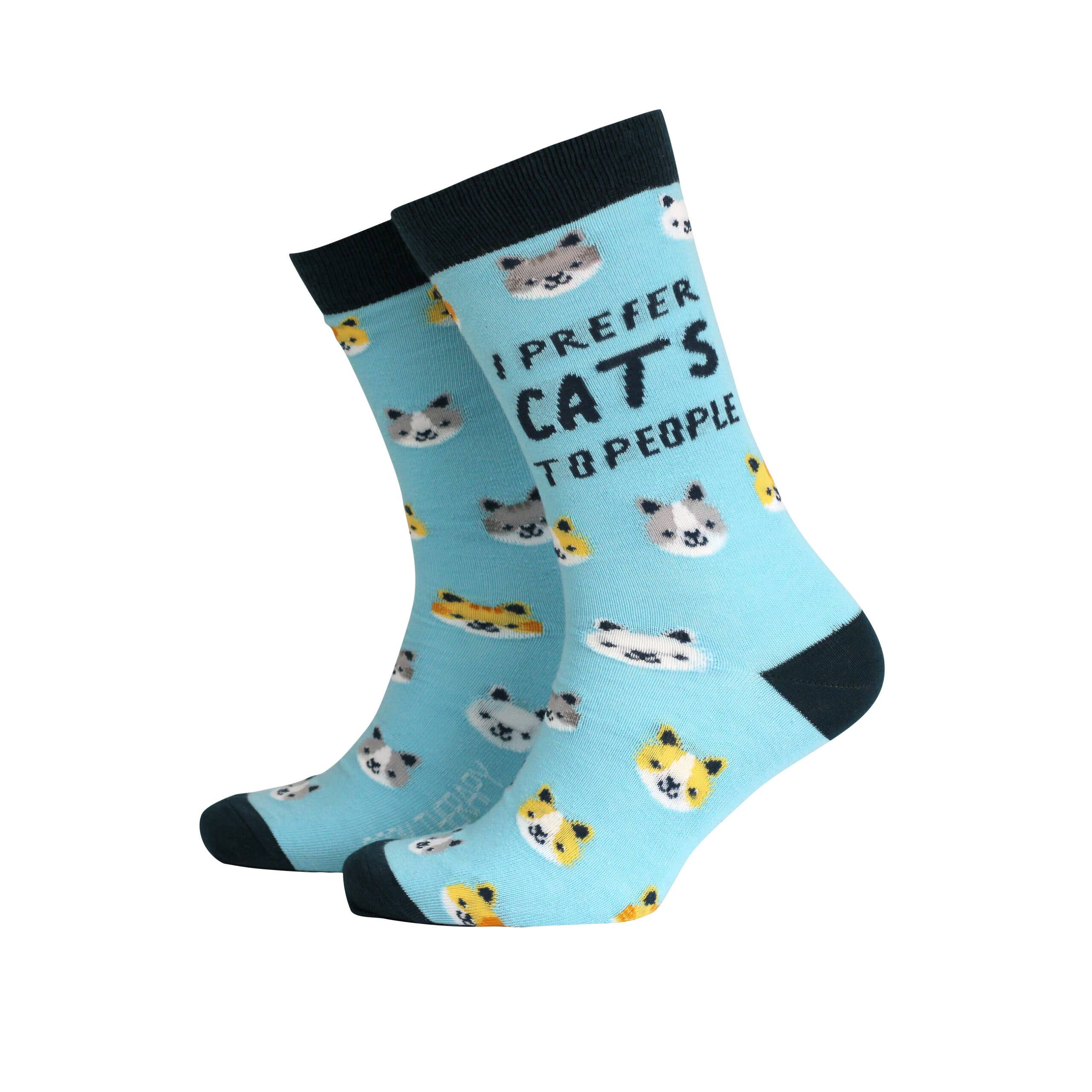 Smiling Faces - Wholesale Socks – Men's - I Prefer Cats to People- Men's Welsh Bamboo Socks
