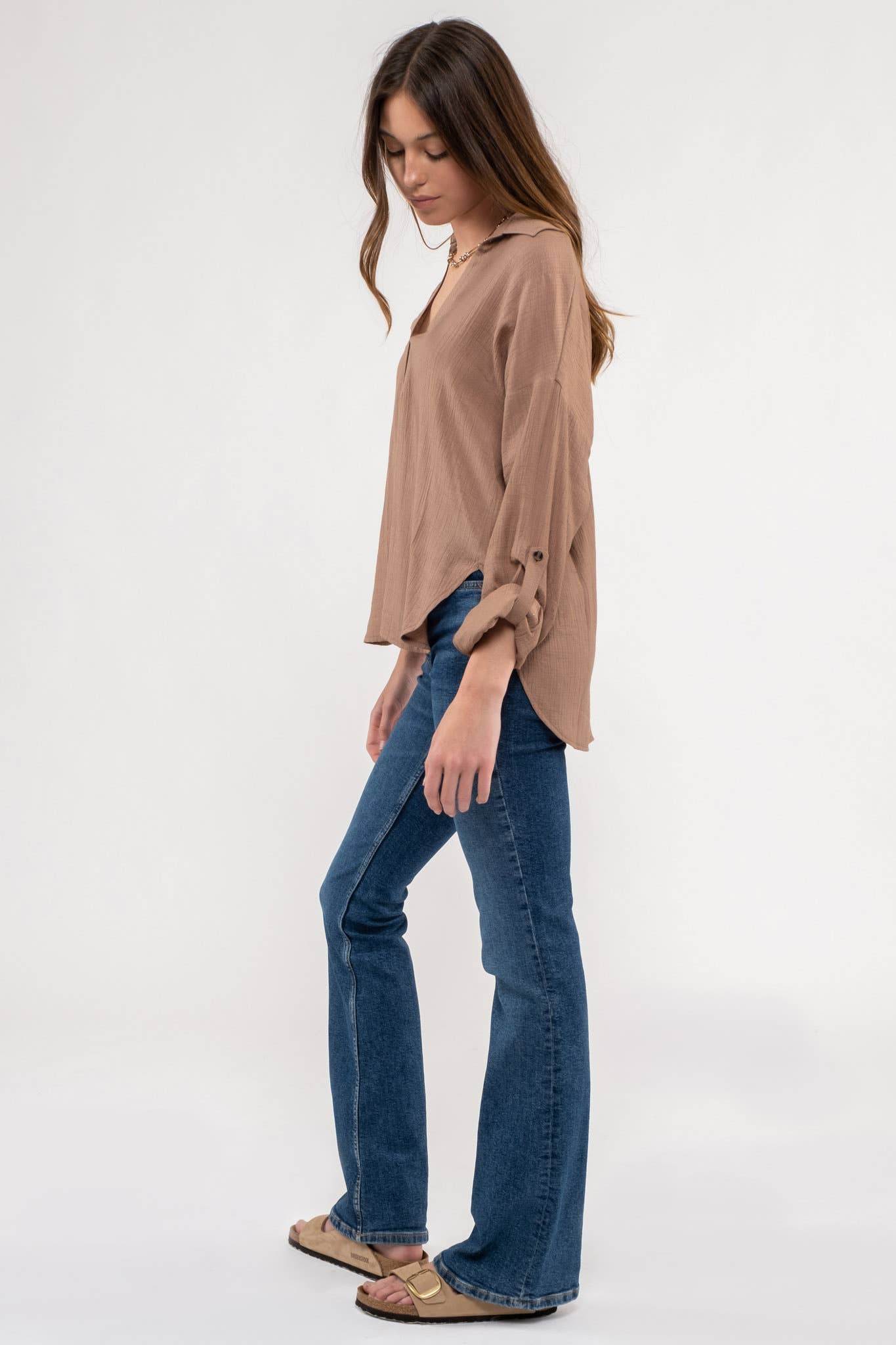 Blu Pepper – wholesale Blus - Dam – KRAGE DELAD HALS LÅNG ÄRM16