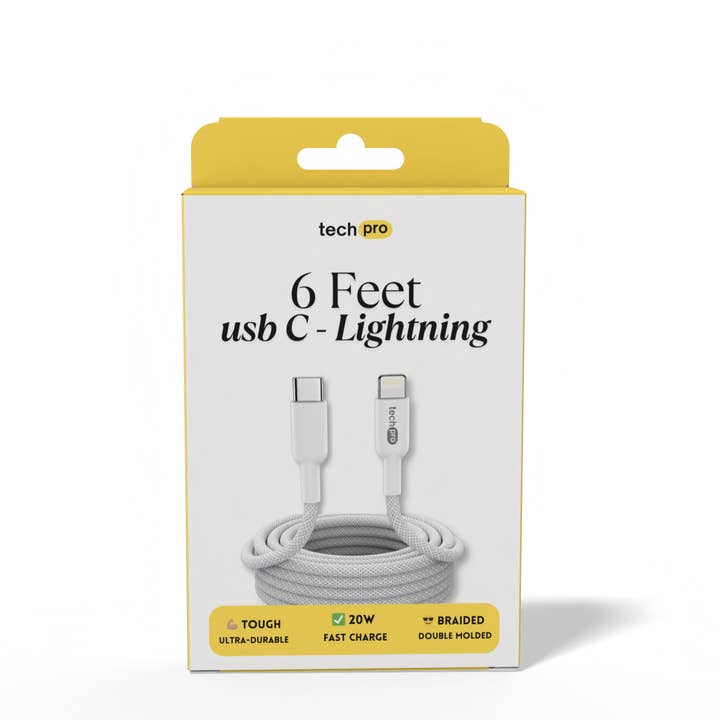 6ft USB-C to Lightning Cable Braided in Retail Box for wholesale by Rite Distribution