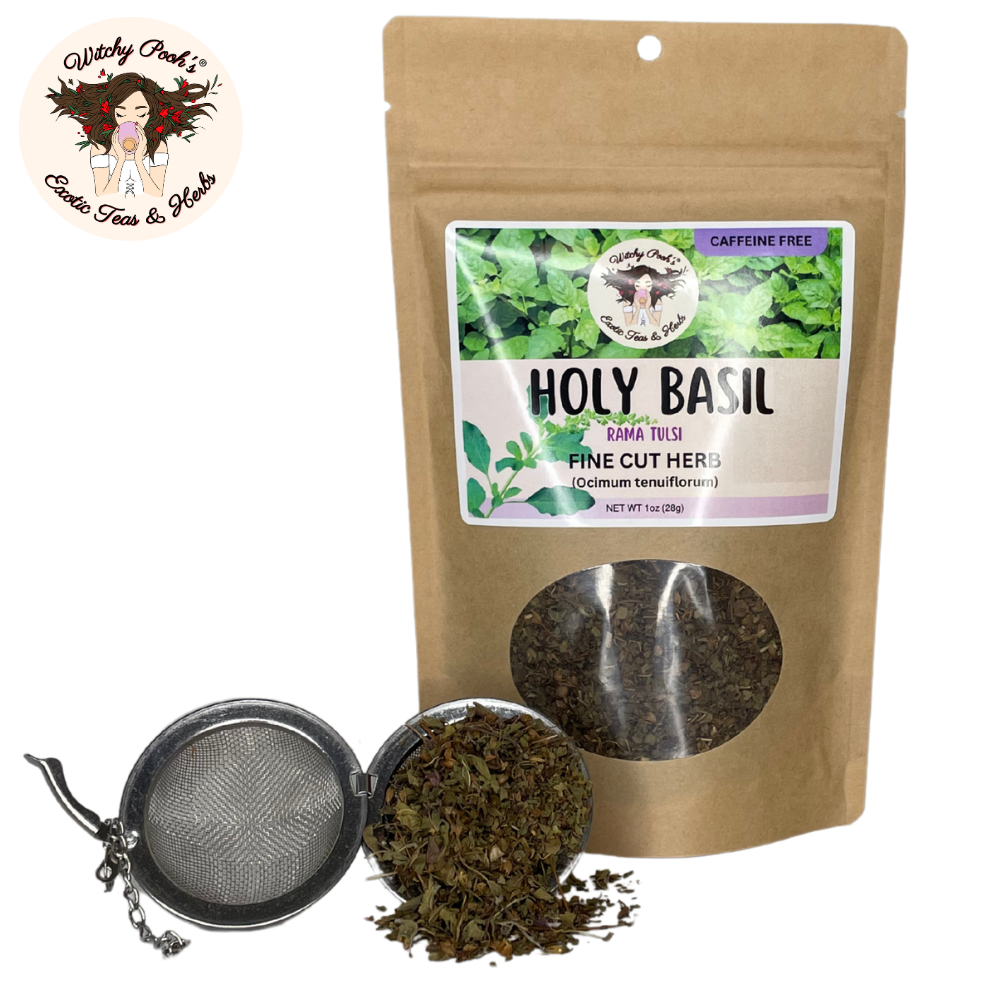 Witchy Pooh's Exotic Teas & Herbs - Venta al por mayor Tés a granel - Té de Albahaca Sagrada de Witchy Pooh - Rama Tulsi, Hoja Suelta11