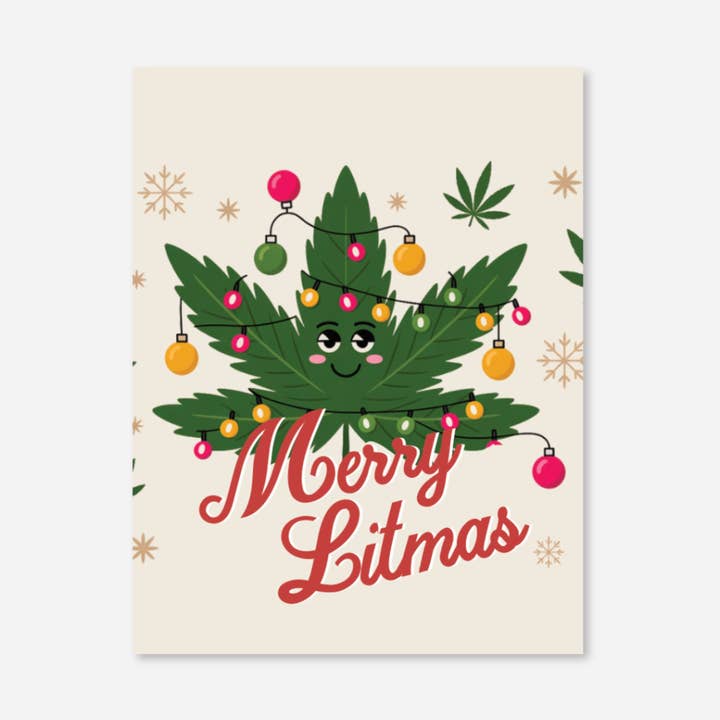 Merry Litmas Traditional 420 Greeting Card for wholesale by KushKards