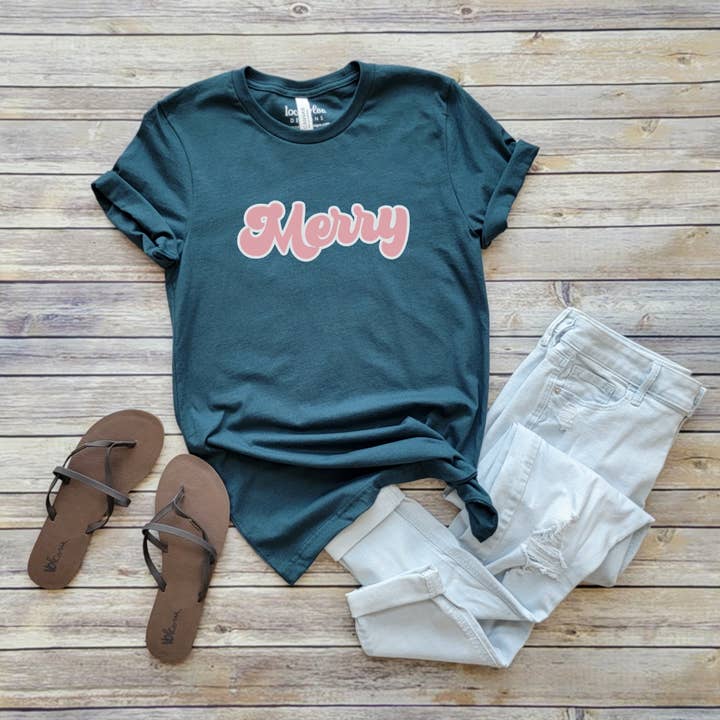 MERRY TEE | CHRISTMAS | SIZES XS-2XL for wholesale by Loopty Loo Designs