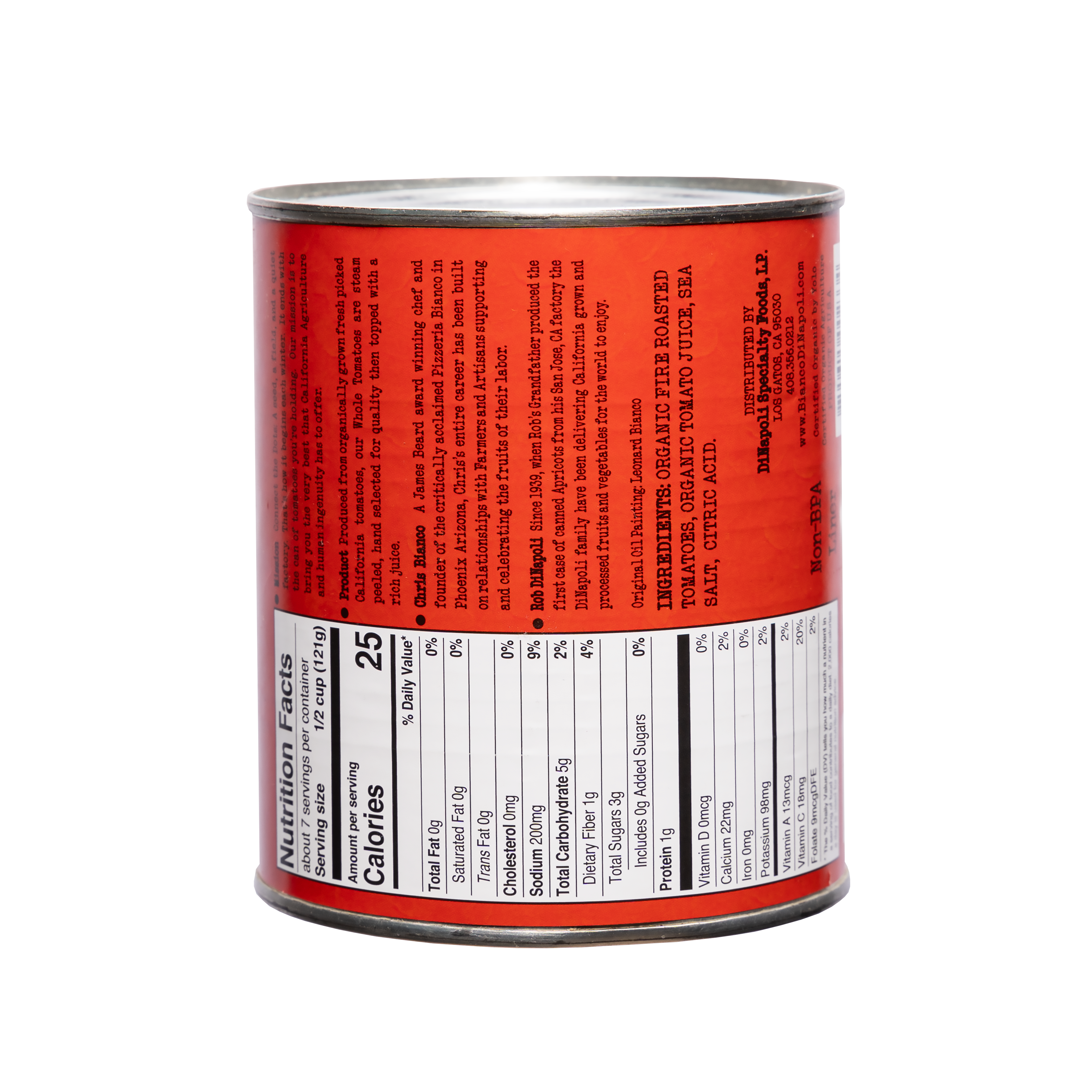 Bianco Dinapoli - Wholesale Canned vegetables - Bianco DiNapoli 28oz Organic Fire Roasted Chopped tom (6 ct)2