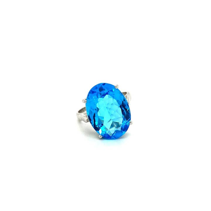 Blå Topaz Ring i 925 Sterling Sølv - KSR 2600 for engroshandel hos Kotawala Jewels