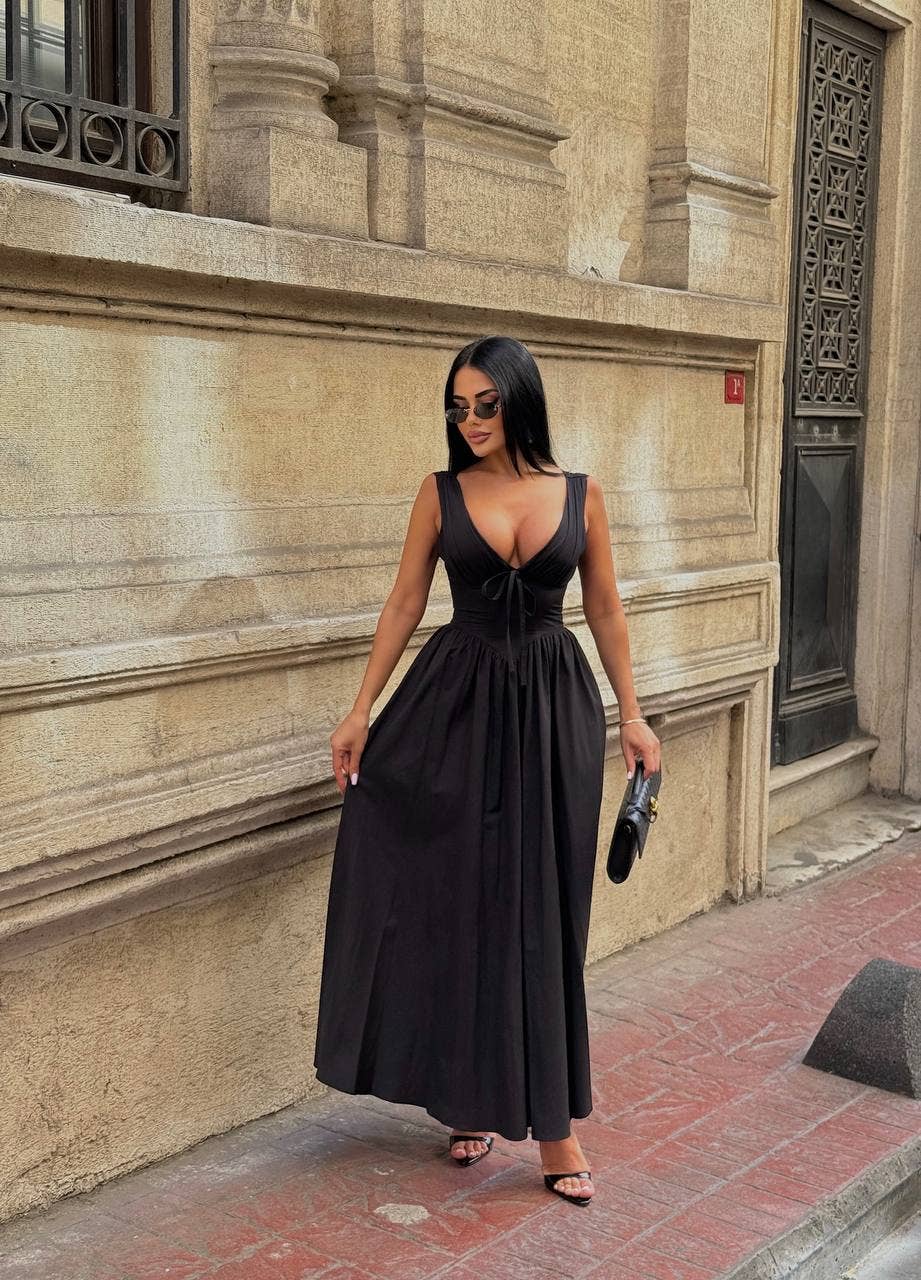 Standpoint Top – Vestido - Mulher por atacado – Vestido Riviera Maxi – Corpete – Laço Frontal – 120134