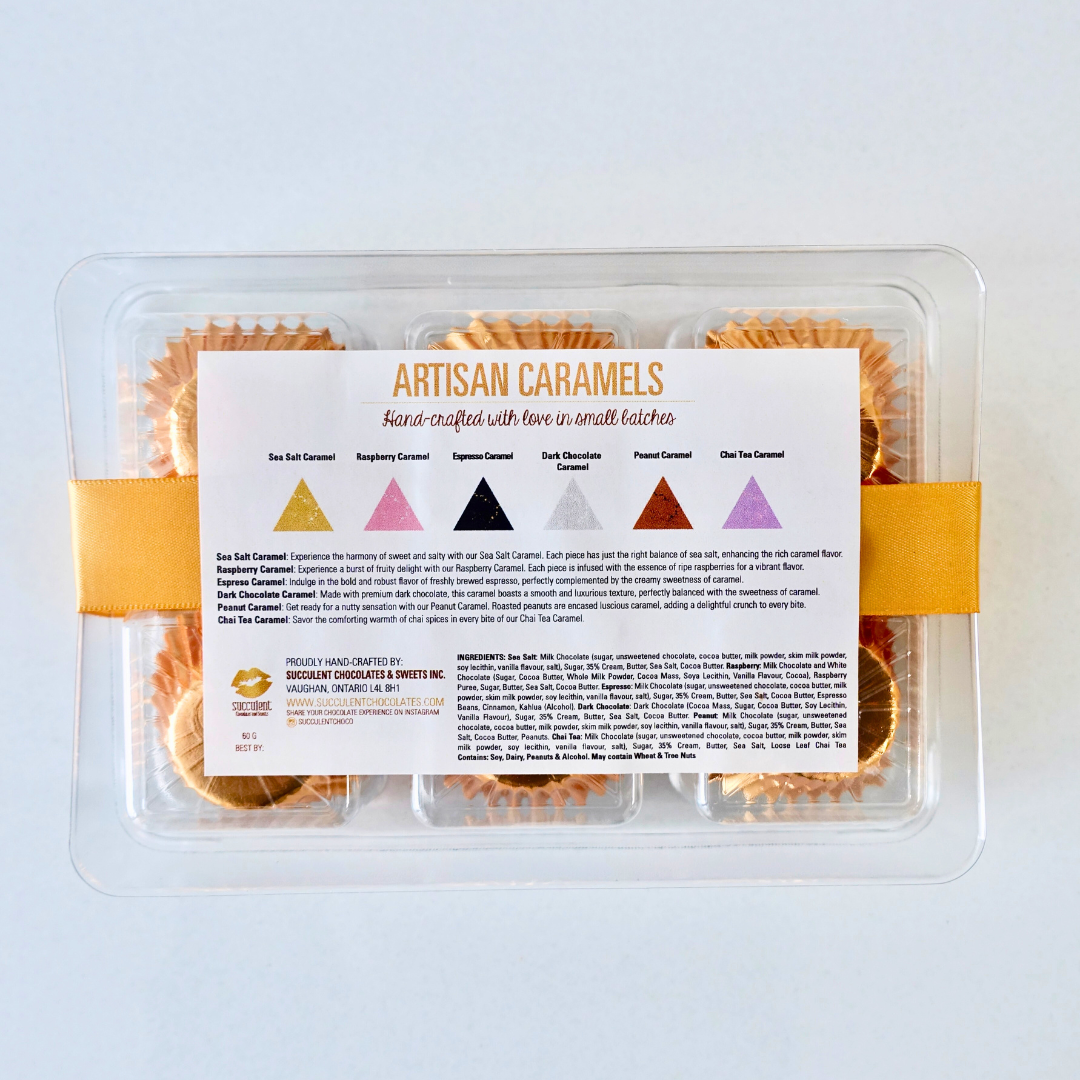 Succulent Chocolates & Sweets Inc - Wholesale Chocolate Box - Caramels - Box of 64