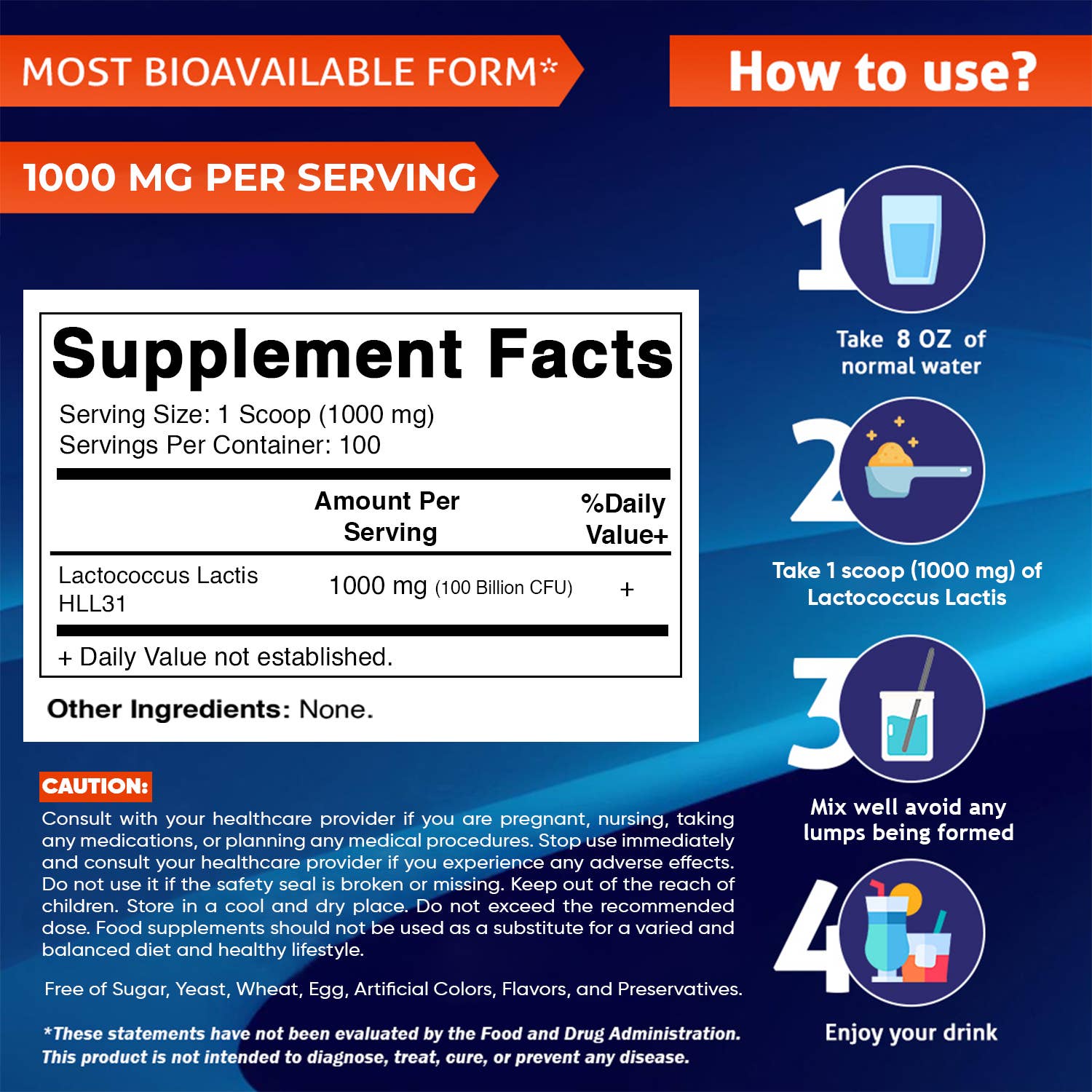 Vitamatic - Wholesale Protein/Superfood Powder - Vitamatic Lactococcus Lactis Probiotic Powder - 100 Gram1