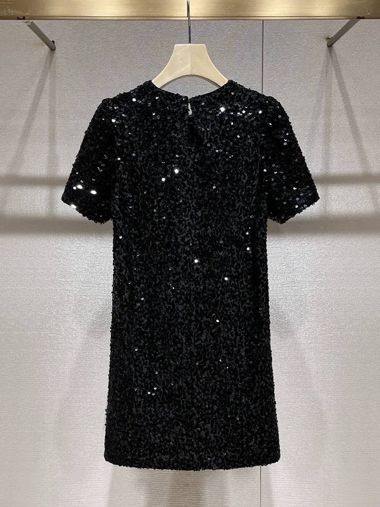 Zwart DR856Y Elegante Pailletten Korte Mouw Aansluitende Jurk voor Vrouwen 20 voor groothandel op Faire1