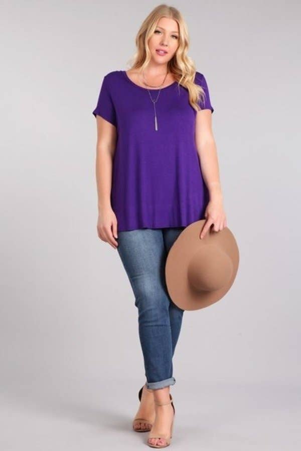 Chris & Carol Apparel - Wholesale Tunic - Women's - XJ413145T - Perfect Solid Plus Size Basic Tee Short Sleeve13