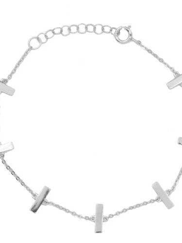 Pulsera de plata de ley con barra de cruz 7 para venta al por mayor de Links & Locks