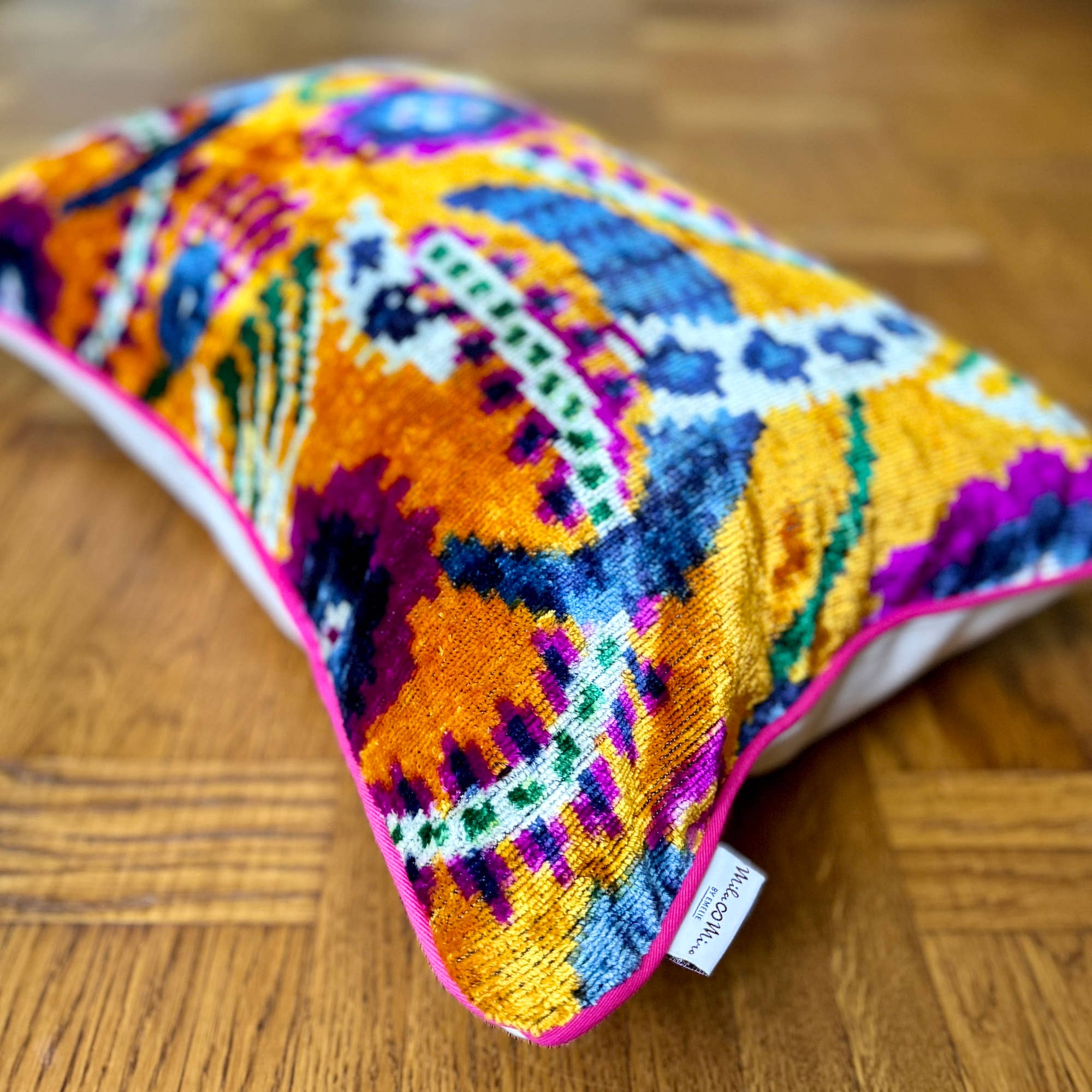 Mila∞Miro by Emelie - Wholesale Throw/Decorative Pillow - Velvet Ikat Cushion Orange Blossom | Velvet Ikat Pillowcase1