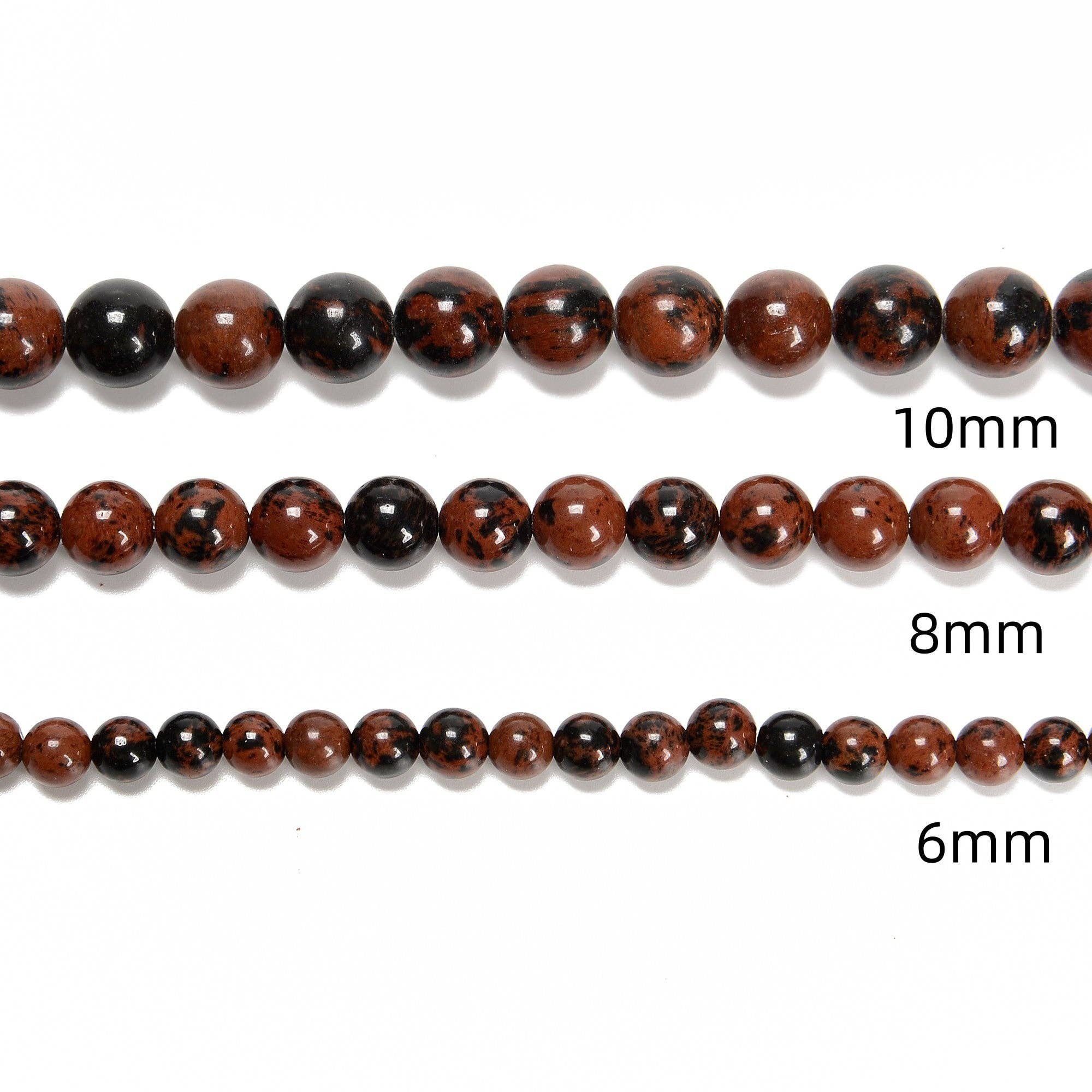 CRCBEADS - Wholesale Beads - Natural Mahogany Obsidian Smooth Round Beads Size 6mm 8mm 10mm 15.5'' Strand3