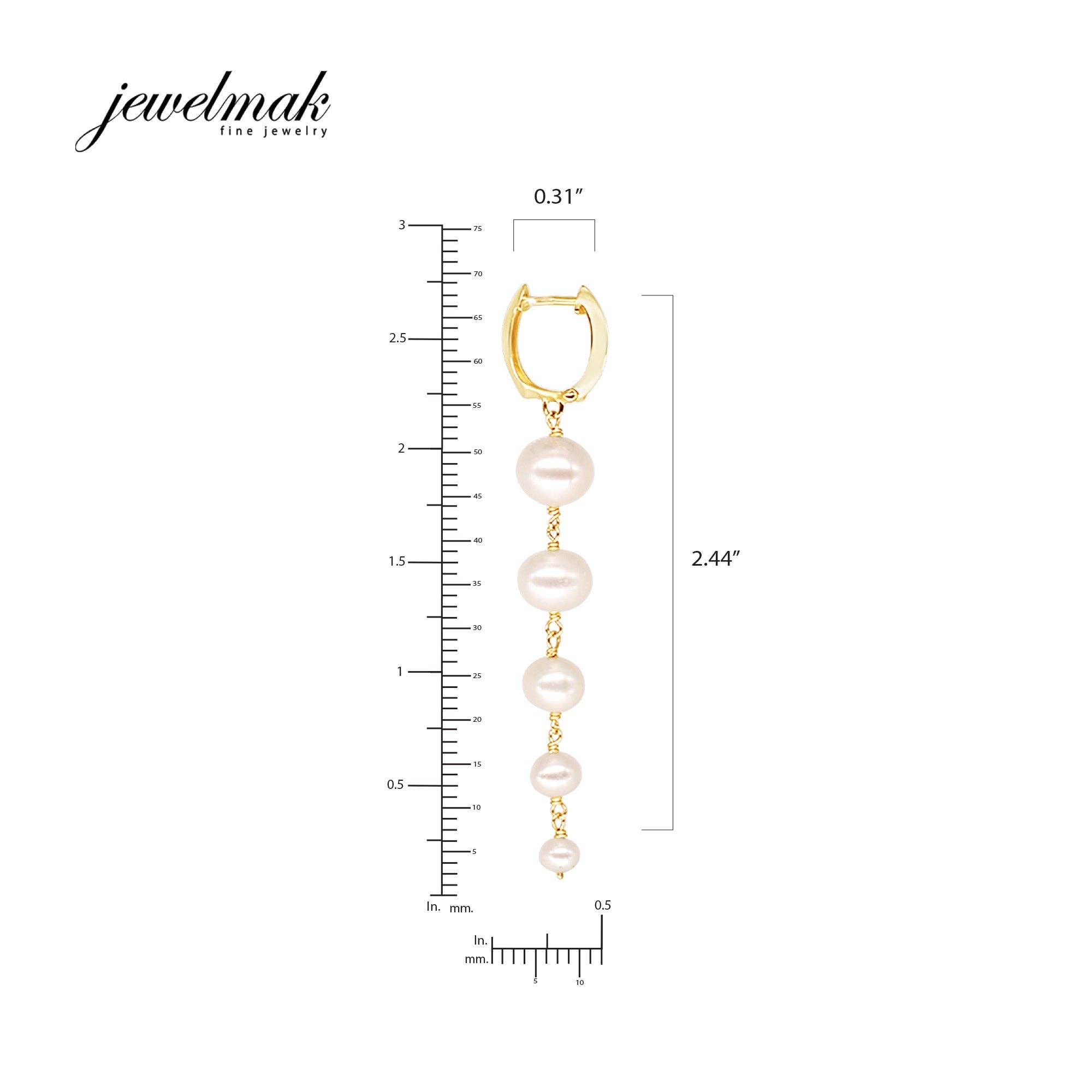 Jewelmak - Wholesale Dangle Earrings - 14k Pink/White Freshwater Pearl Graduated Dangle Earrings6