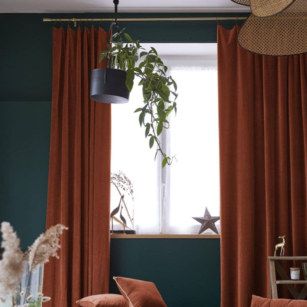 Housse De Rêve - Wholesale Curtain - Adjustable curtain 140x270 cm cotton velvet Terracotta4