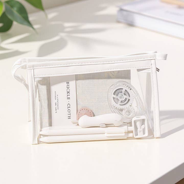 Clear PVC Cosmetic Pouch with Zipper Closure and Structured Base 7.9x3x4.7 in and other Purchase Wholesale clear zipper pouch. Free Returns & Net 60 Terms on Faire trending on Faire.