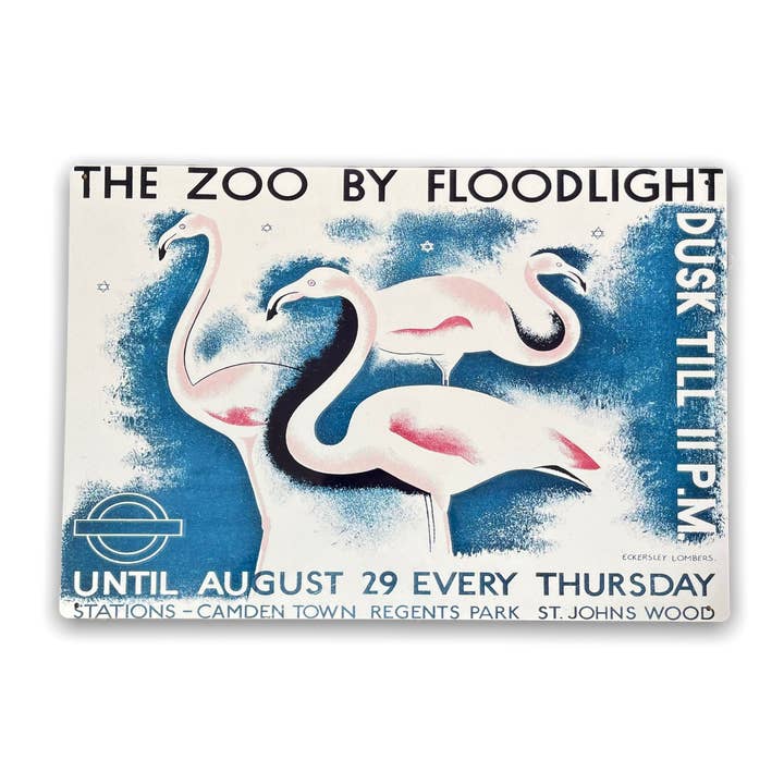 Blue White Vintage Metal Sign - London Underground, Visit The Zoo for wholesale on Faire