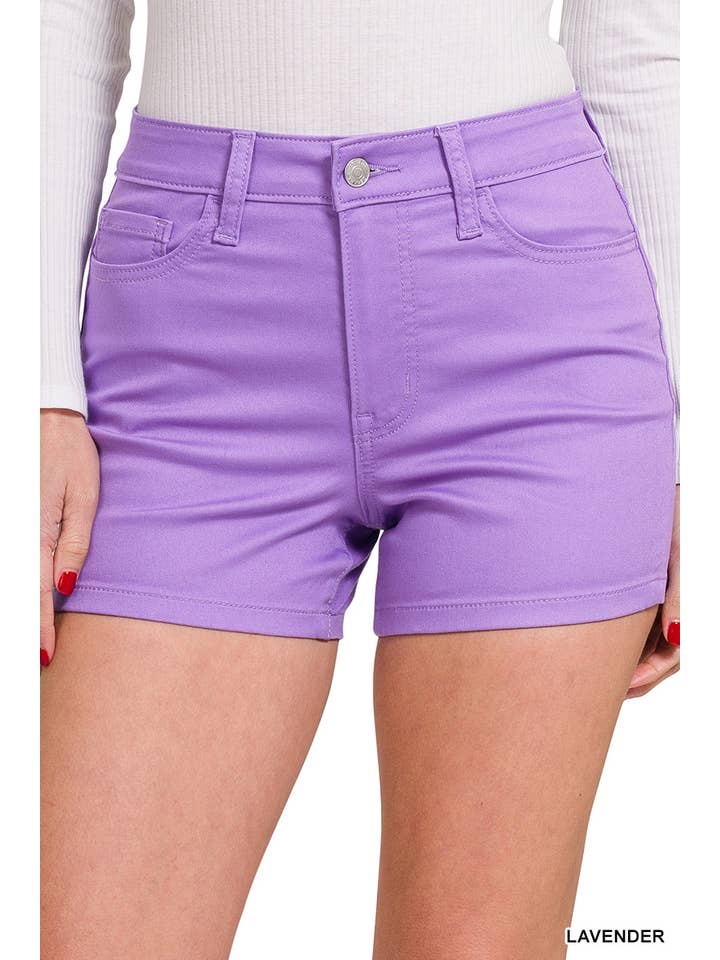 42POPS - Wholesale Shorts - Women's - SI-24319 High Rise Color denim Jeans Shorts