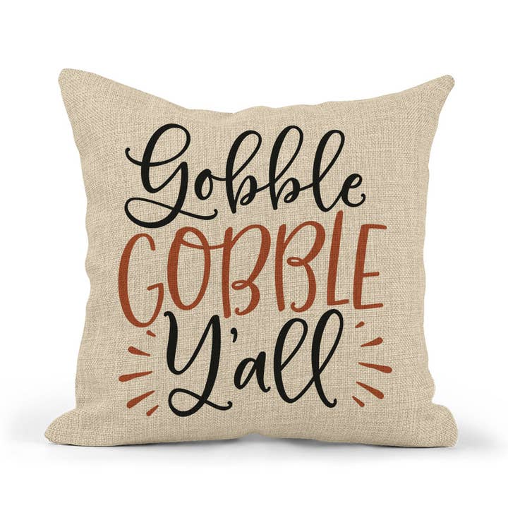 Gobble Gobble Fall Pillow, Turkey Thanksgiving Throw Pillow for wholesale by Canary Road