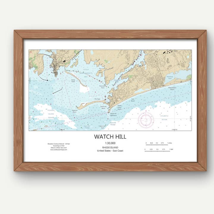 Watch Hill Rhode Island Map Art Print Florida CHART 0625 for wholesale by Scott Lussier Maps
