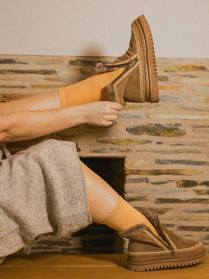 Donny's - Vente Chaussettes – unisexe - Chaussettes d'été en maille gaufrée couleur amande2