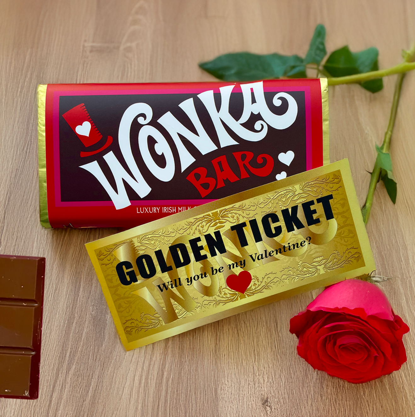 Sweet Living Kilkenny - Wholesale Chocolate Bar -  "Will you be my Valentine" -Golden Ticket Wonka Bar0