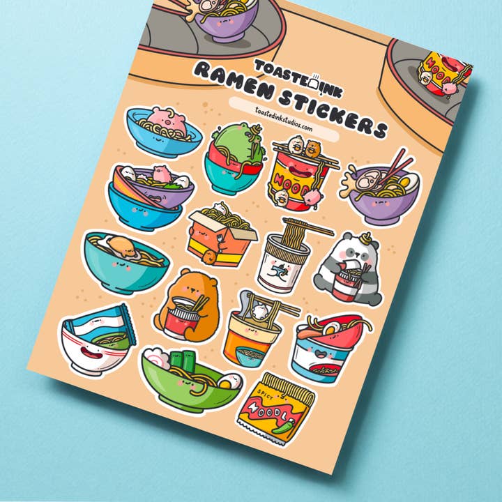 Toastedink – wholesale Sticker – Ramen Noodles Sticker Sheet | Cute Stickers1