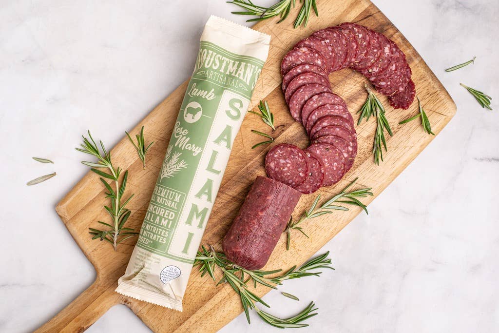 Foustman's Salami - Vente Salamis - ROMARIN D'AGNEAU | SALAMI NON SÉCHÉ ENTIÈREMENT NATUREL FOUSTMAN'S - 8oz1