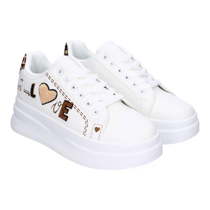 Moderne Casual Sneakers Hvide og Leopard til Kvinder for engroshandel hos Brideluxe Mayorista