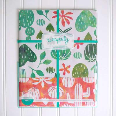 Wrappily Eco Gift Wrap Co. – Engroshandel Gavepapir – Akvarel Cactus • Dobbeltsidet Eco Indpakningspapir Hver dag