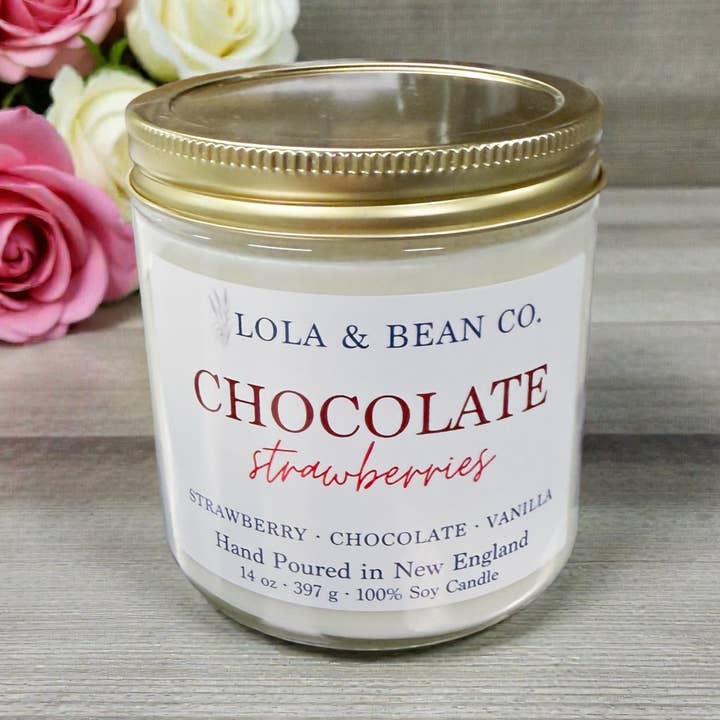Chocolate Strawberries Soy Candle | Valentine's Day for wholesale by Lola & Bean Co.