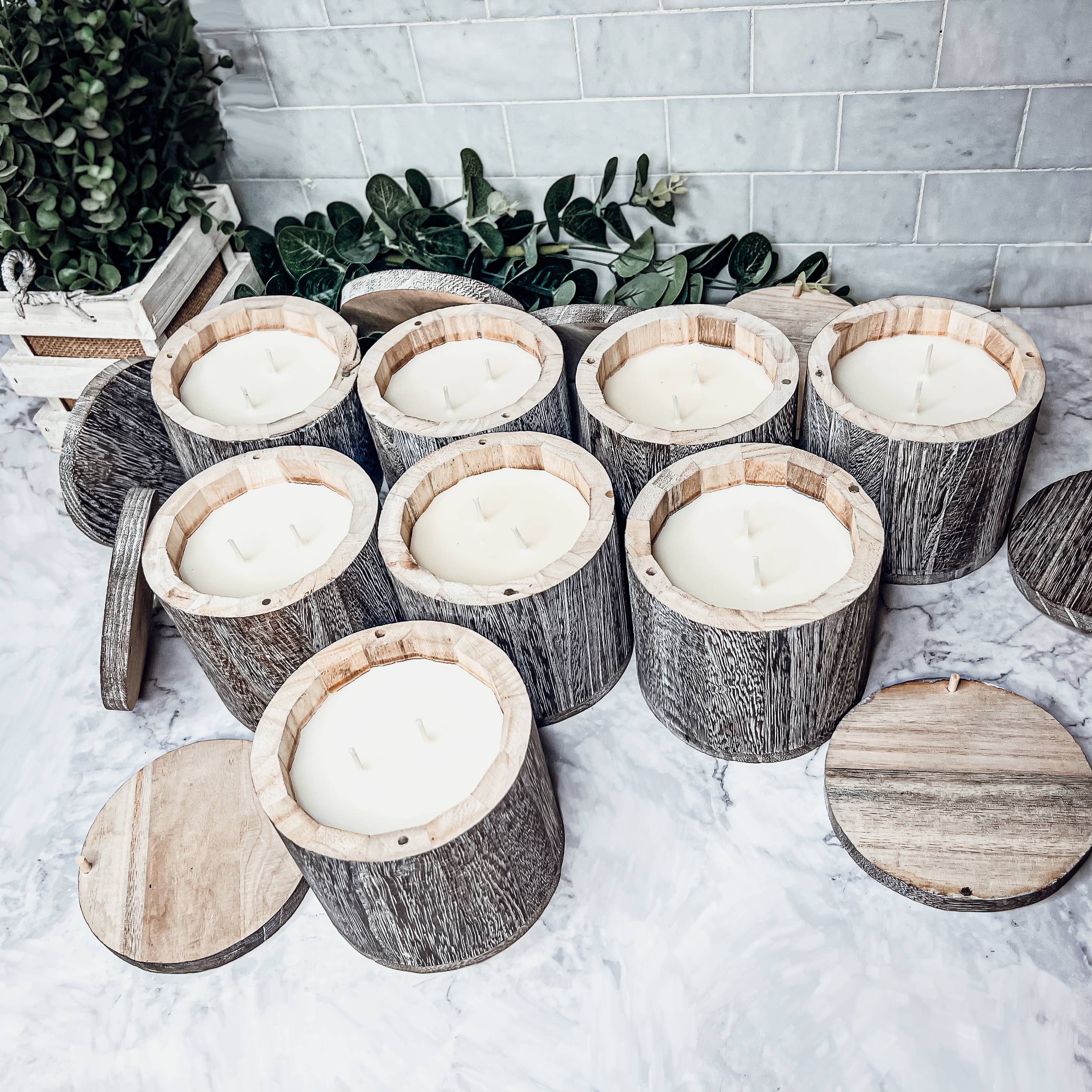 Gia Roma – wholesale Burkljus – Återanvändbar ljusvas i trä med lock, sojavax3