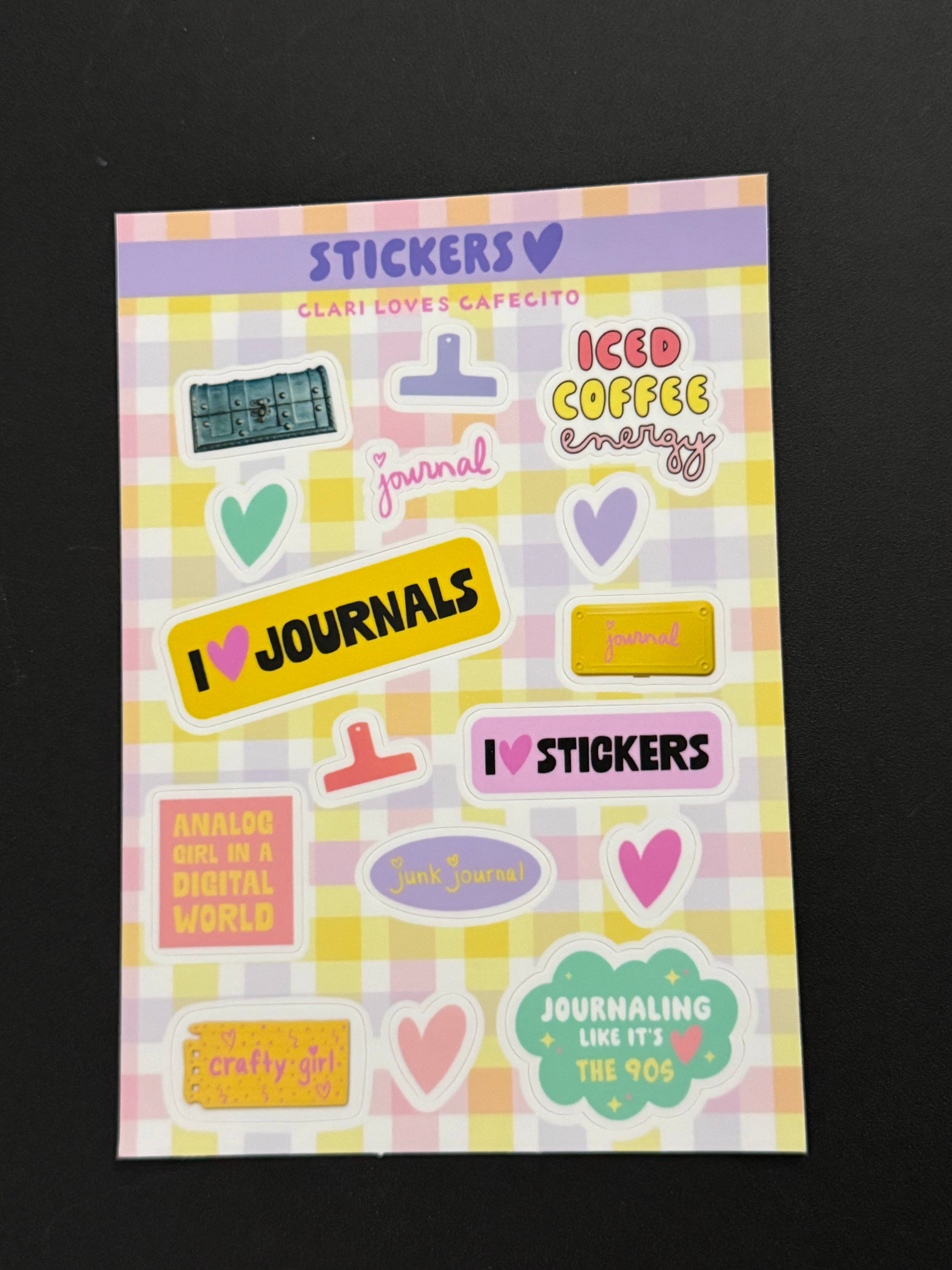 Clari Loves Cafecito - Wholesale Sticker - Journaling Vibes (A5 Sticker Sheet)1