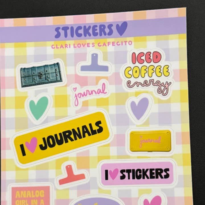 Clari Loves Cafecito - Wholesale Sticker - Journaling Vibes (A5 Sticker Sheet)1
