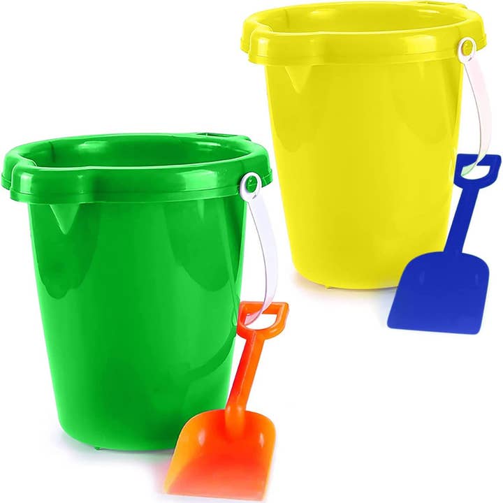 4E's Novelty - Wholesale Beach/Pool Toy - Kids & Baby - 7" Beach Buckets & Shovels Set - Strong Sand Toys for Kids