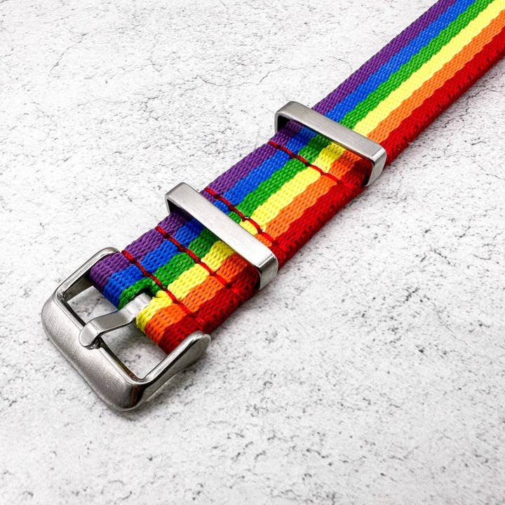 The Thrifty Gentleman – wholesale Watch band/strap – Men's – Rainbow Striped Herringbone Nato Watch Strap3