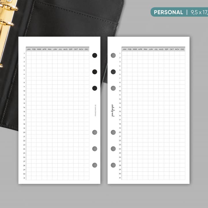 „Tracker Year” inzetstukken voor ringplanners - persoonlijk - 9,5 x 17,1 cm voor wholesale door pen & pages