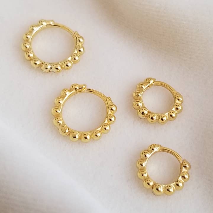 BEADED HUGGIE EARRINGS - E-H1145 / E-H1144 for wholesale by HolyBang Jewels