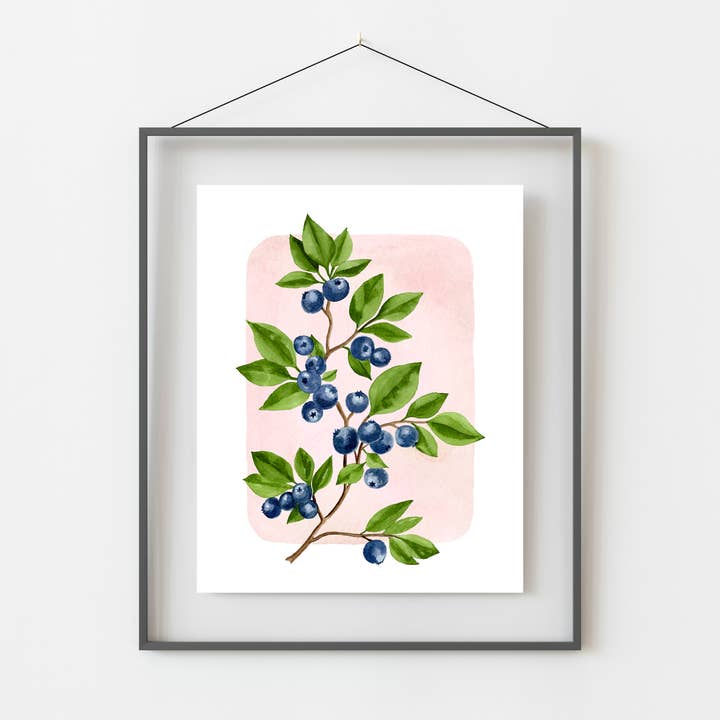 NorthHouse Creative Co. – wholesale Art print – Blueberries Watercolor Print1