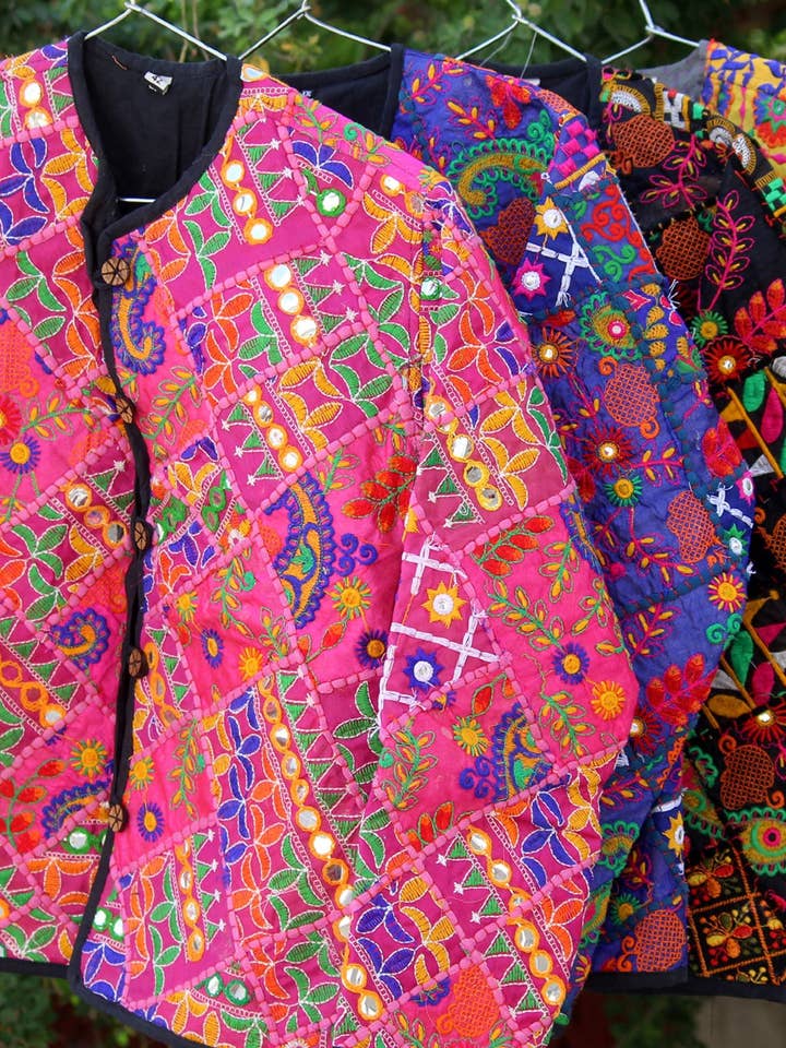 Hand Stitched Cotton Patchwork Kantha Kutchi Jacket for wholesale by Bhawana Handicrafts