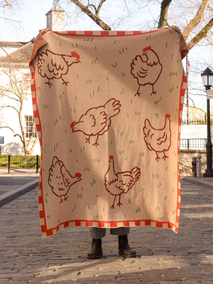 Field of Hens Knit Blanket for wholesale by Hannah Via Art