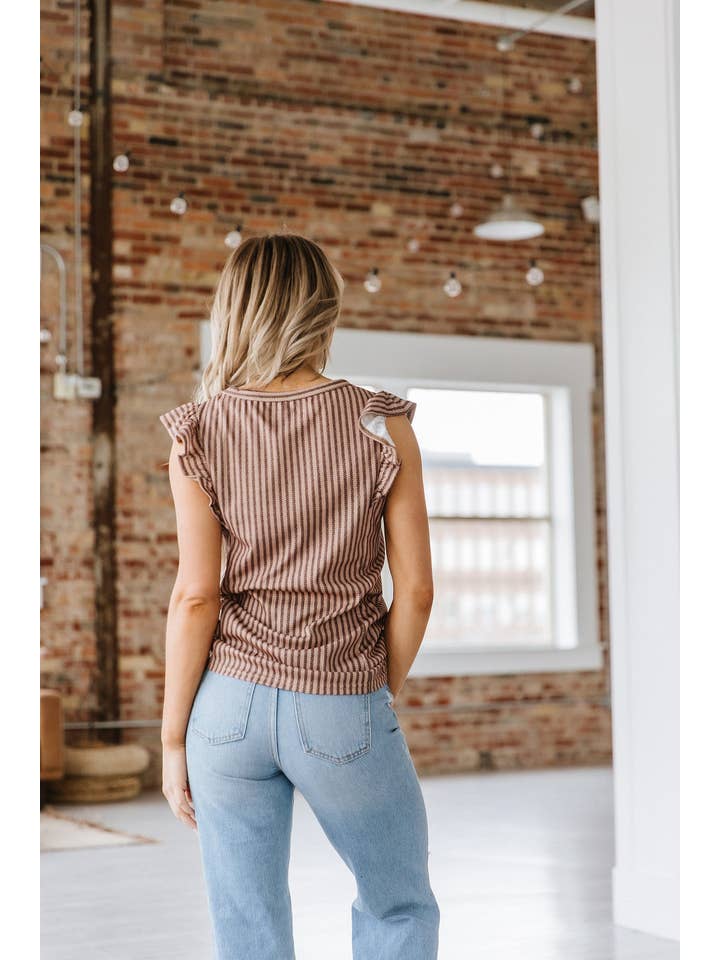 Liam & Company - Wholesale Knit Top - Women's - Priscilla Striped Ruffle Top S-2XL