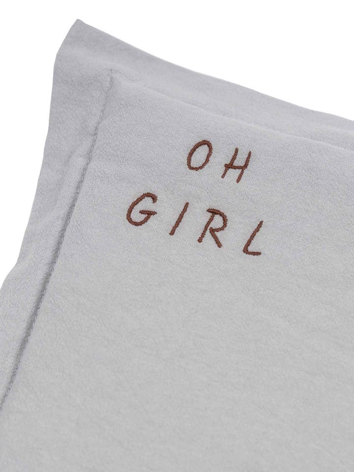 WASHED COTTON PILLOW OH GIRL GREY S for wholesale by Malomi Kids