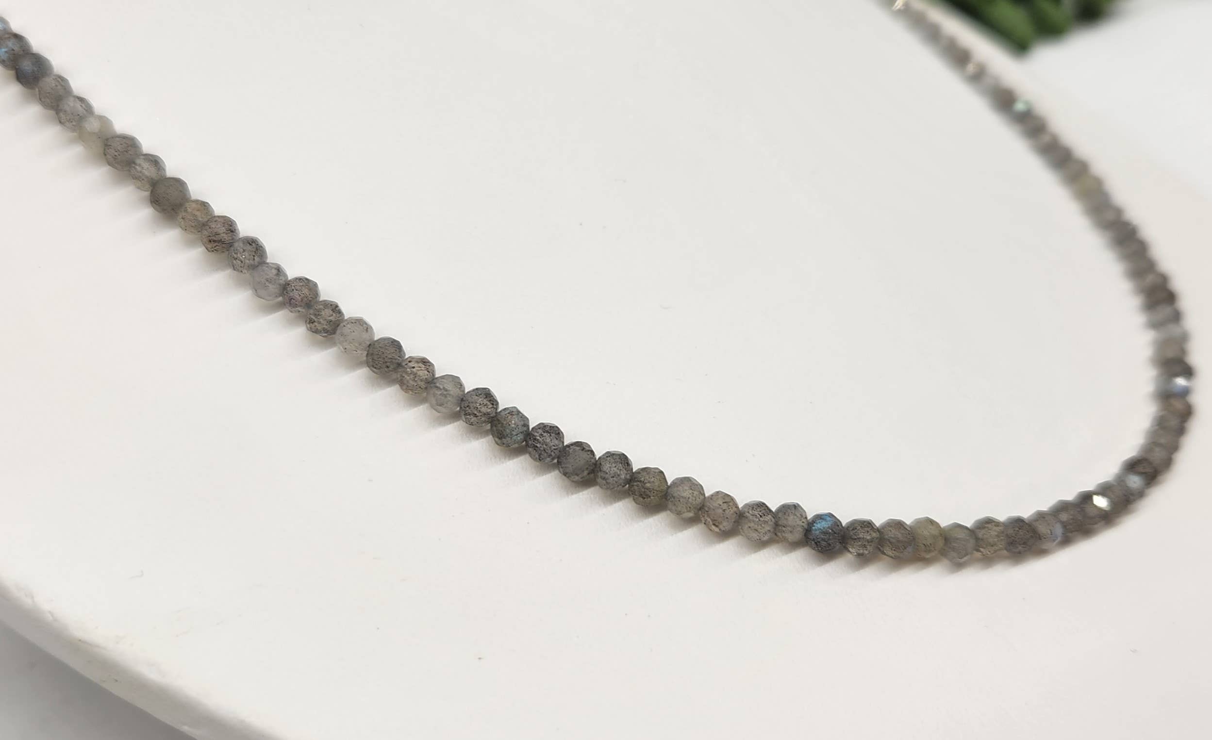 Meraki Gemstones - Wholesale Beaded/pearl necklace - Labradorite Faceted Necklace w/Silver Color Findings, 17" L3